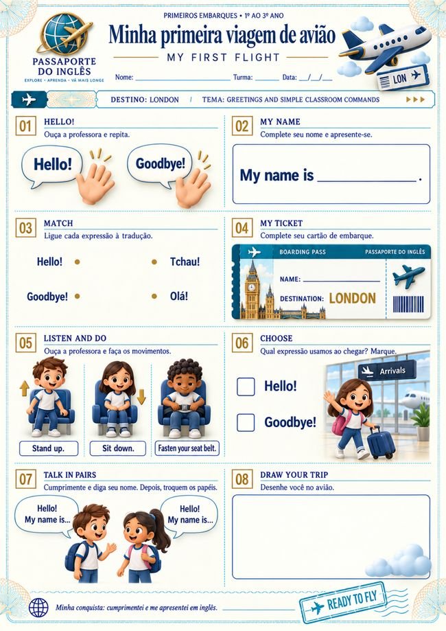 Amostra: Minha primeira viagem de avião