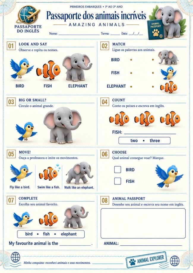 Amostra: Passaporte dos animais incríveis