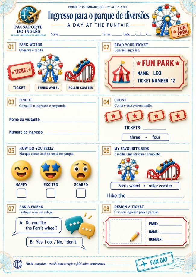 Amostra: Ingresso para o parque de diversões