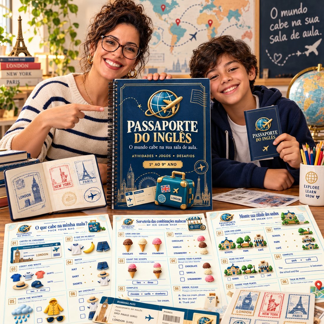 Passaporte do Inglês — mockup do material